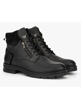 Reserved Footwear Mens Omega Side Zip Leather Ankle Boots Black Size 9 NIB